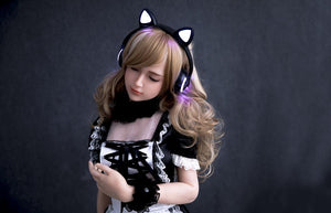 Sanhui 158cm cosplay sex doll playing a maid with eyes closed-Minyan - tpesexdoll.com