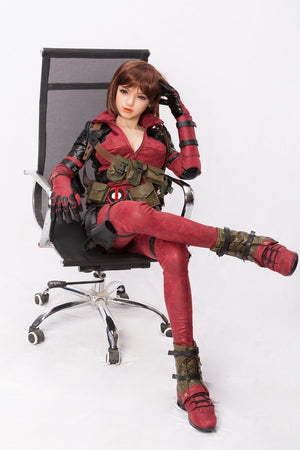 Sanhui 158cm Silicone Sex Doll Red Short Hair Small Chest Slim Asian Face Sex Doll-Qinxue - tpesexdoll.com