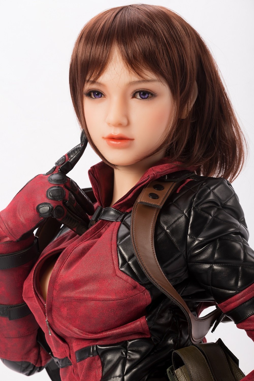 Sanhui 158cm Silicone Sex Doll Red Short Hair Small Chest Slim Asian Face Sex Doll-Qinxue - tpesexdoll.com