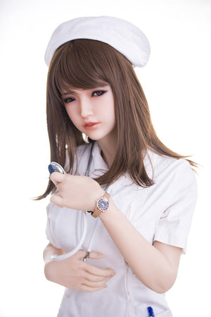 SanHui 158cm small breasts skinny cosplay sex doll in nurse uniform brown hair silicone sex doll-Shiwei - tpesexdoll.com