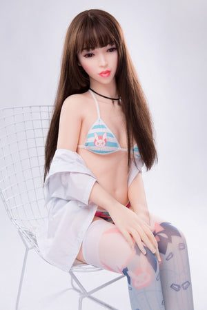 Yuqu Asian 145cm A cup small breasts slim petite brown hair sex doll Guqin - tpesexdoll.com